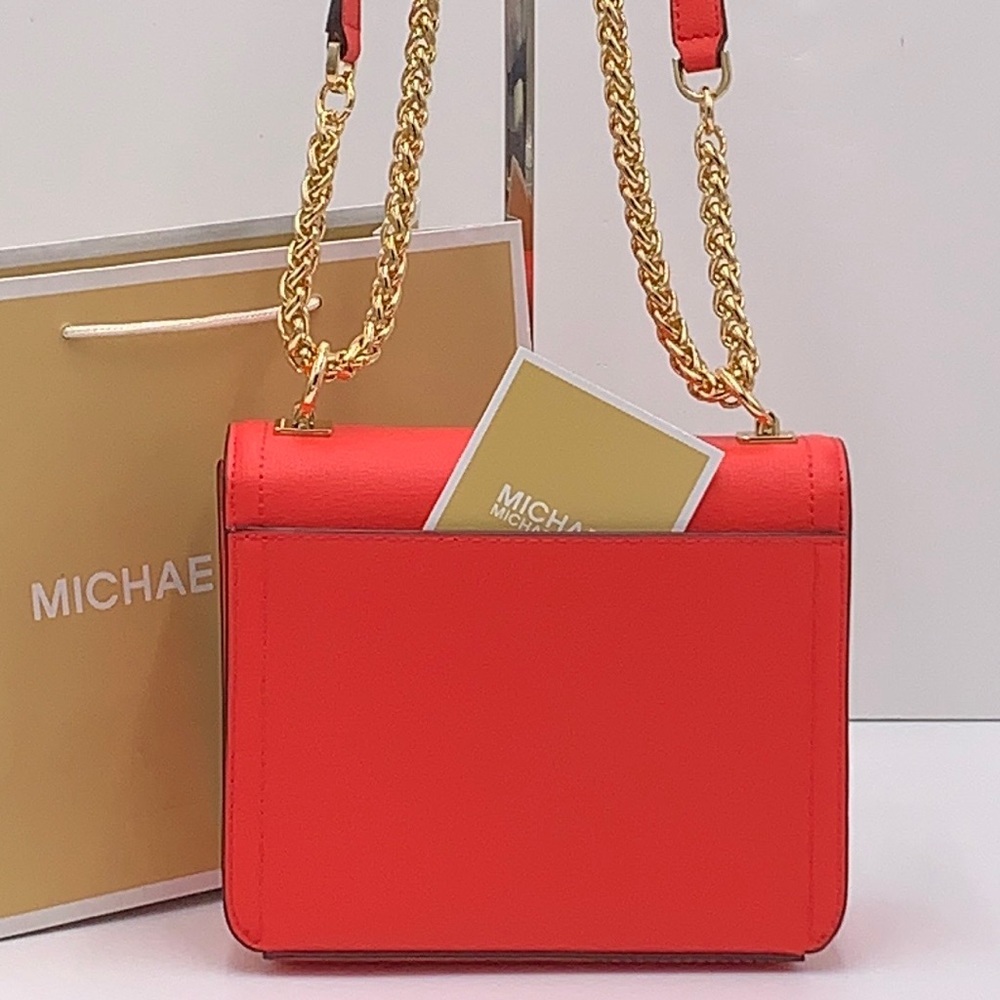 MICHAEL KORS SONIA SMALL SQUARE SHOULDER XBODY CORAL REEF COLOR - Picture 2 of 16